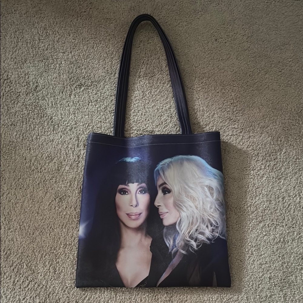 Black Tote Bag with Photographic Print